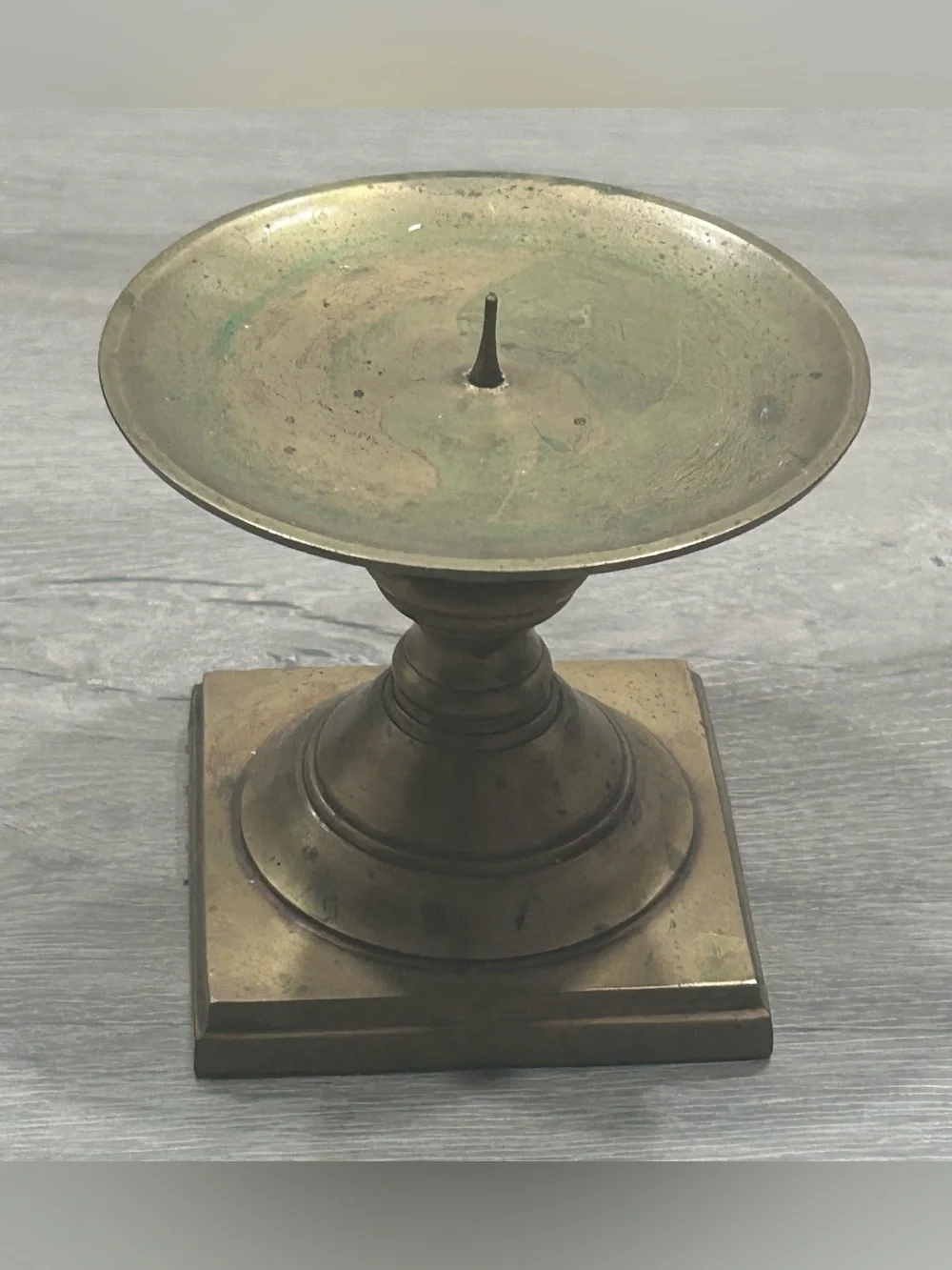Vintage Andrea by Sadek Brass Pillar Candle Holder Square Base